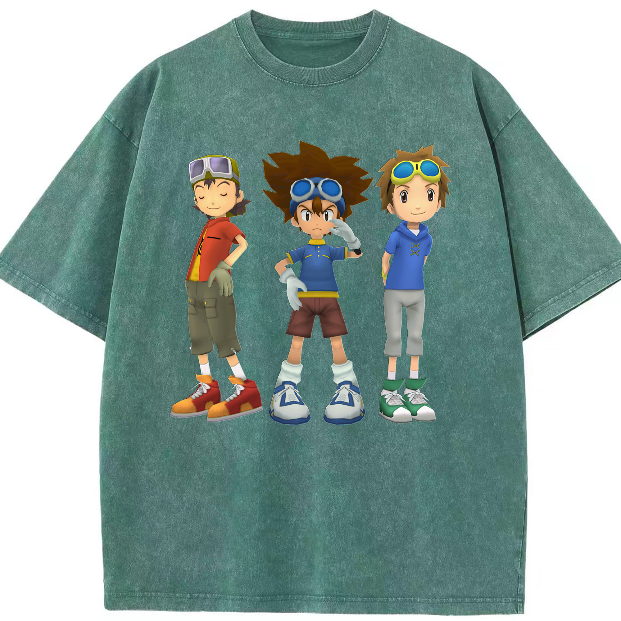 （画像用） Digimon デジタルモンスター/デジモン 綿100% ヴィンテージ風 半袖Tシャツ（フロントプリント）